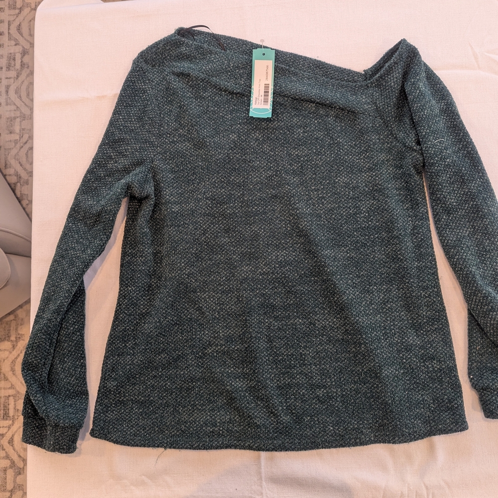 Stitch Fix Kaileigh Off-Shoulder Knit Top in Dark Teal